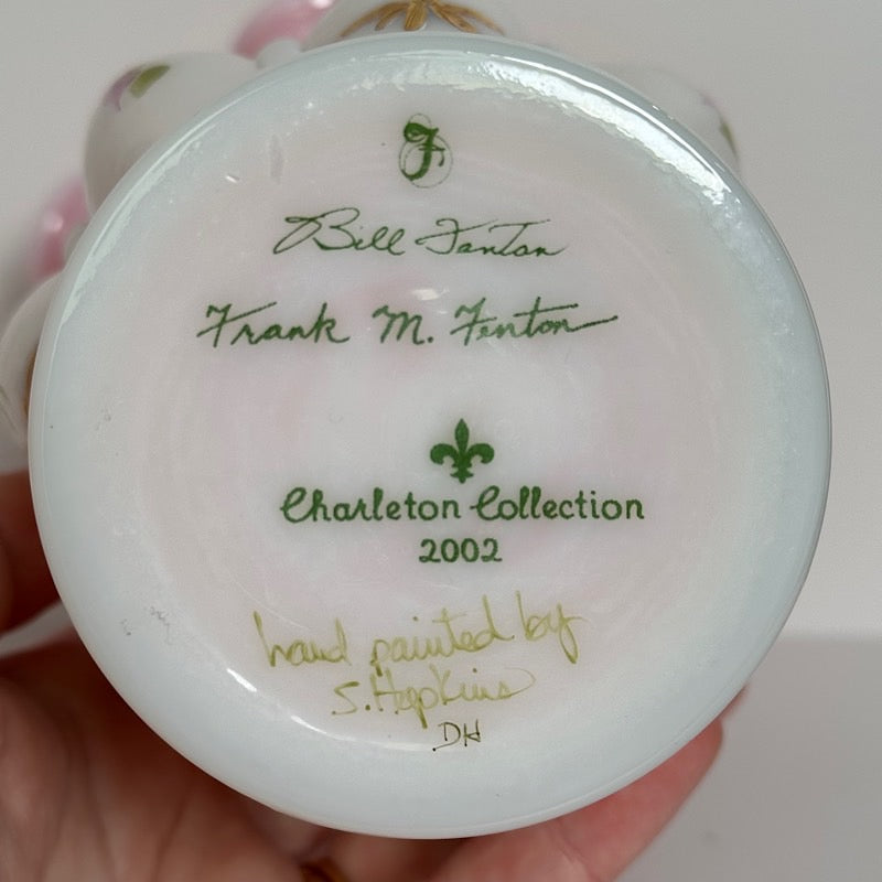 Fenton Rosalene Charleton Collection 2002 Beaded Melon Vase - Signed