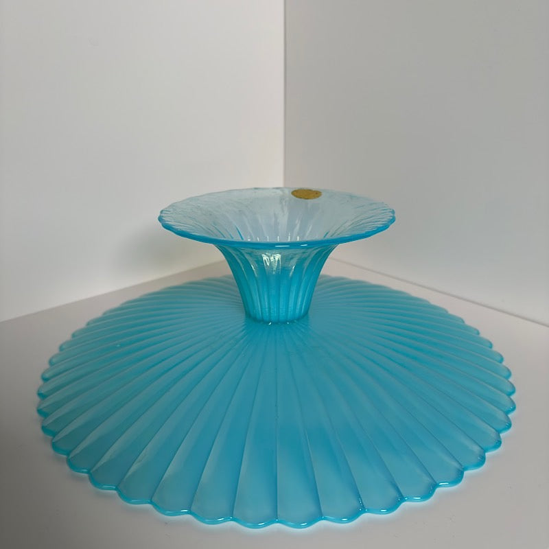 Murano Effetre Blue Opaline Cake Plate