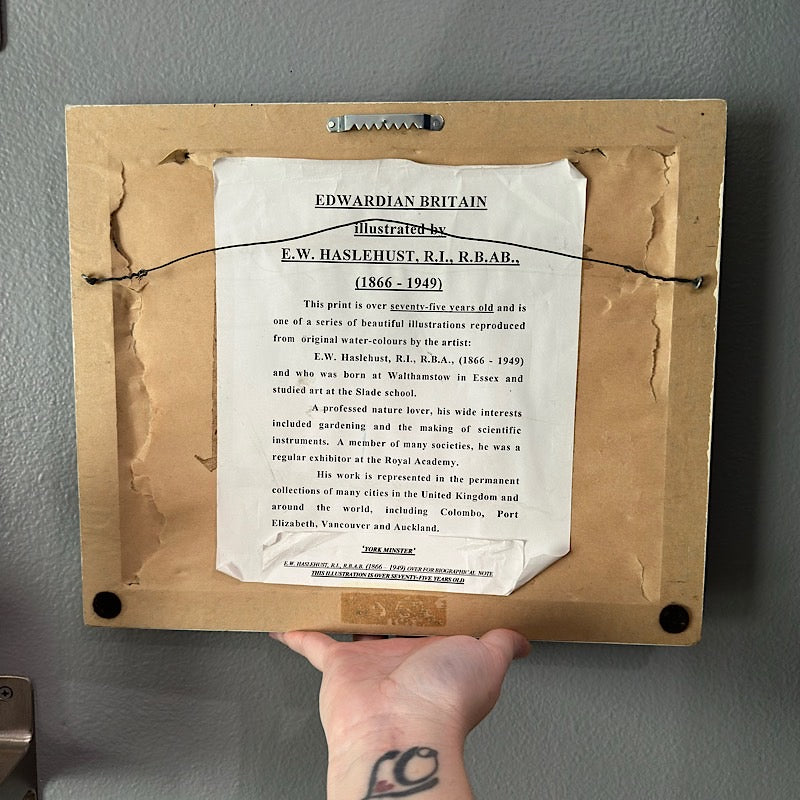 Vintage York Minster Print by EW Haslehust