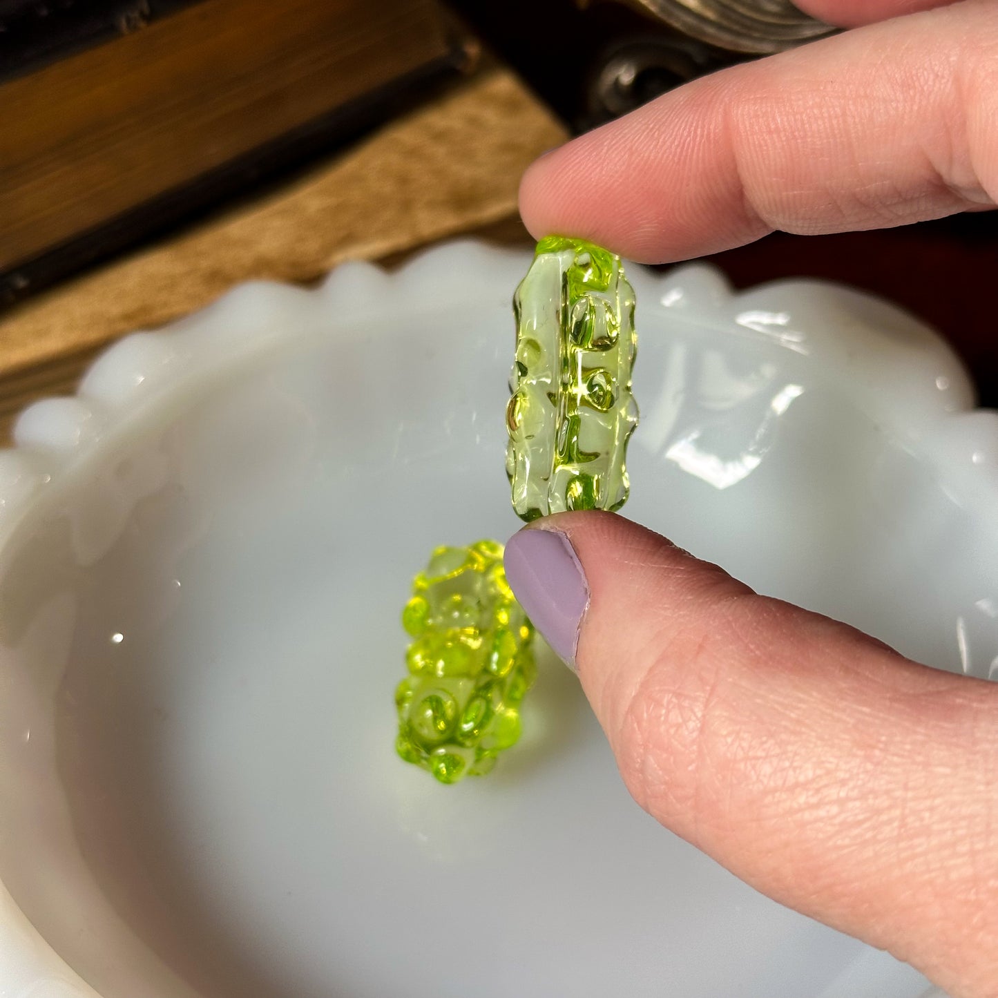 Vaseline Mini Glass Pickle