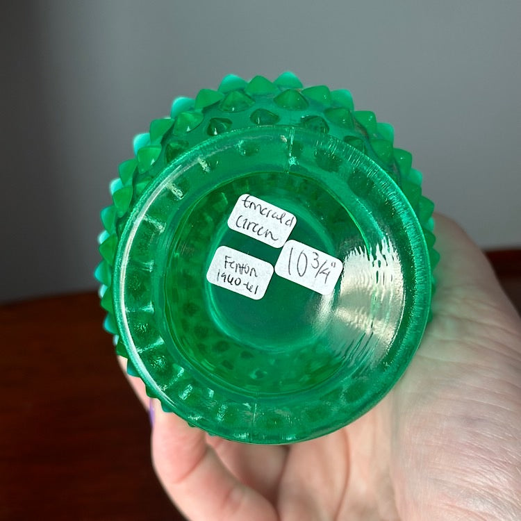 Fenton Uranium Emerald Green Hobnail Vase