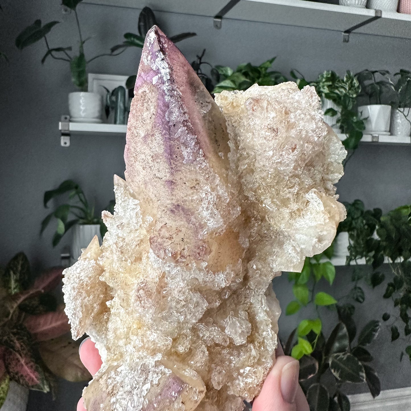 Purple Fluorite on Calcite Specimen | 002