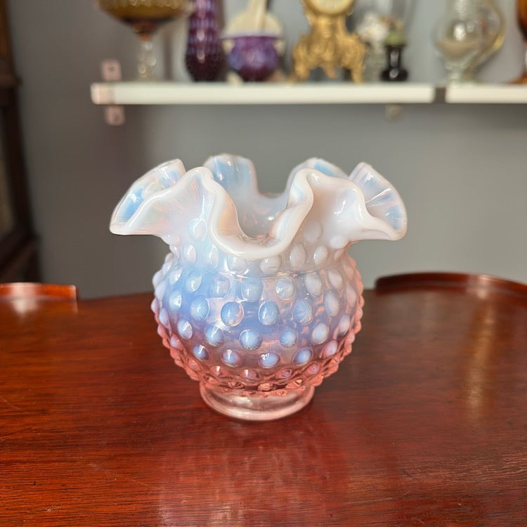 Fenton Pink Opalescent Hobnail Vase
