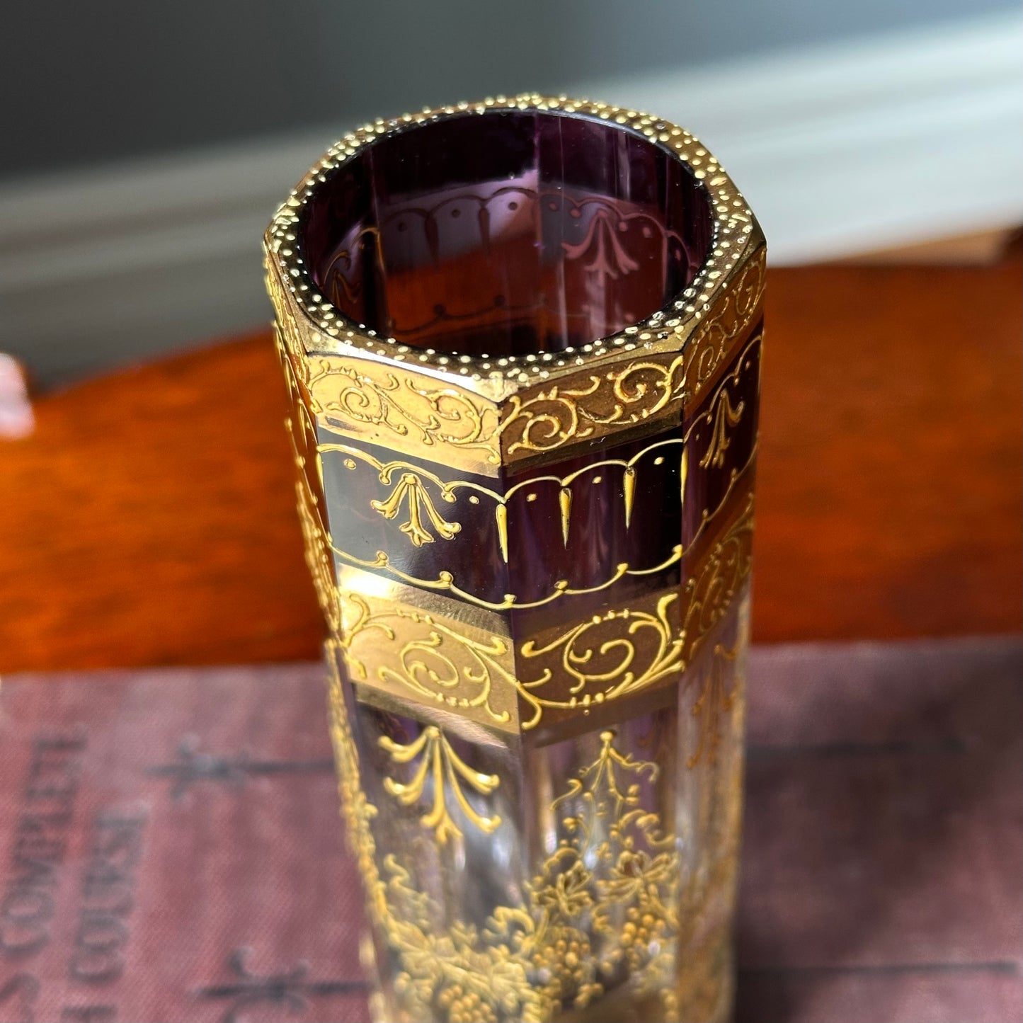 Antique Moser Amethyst Crystal Vase
