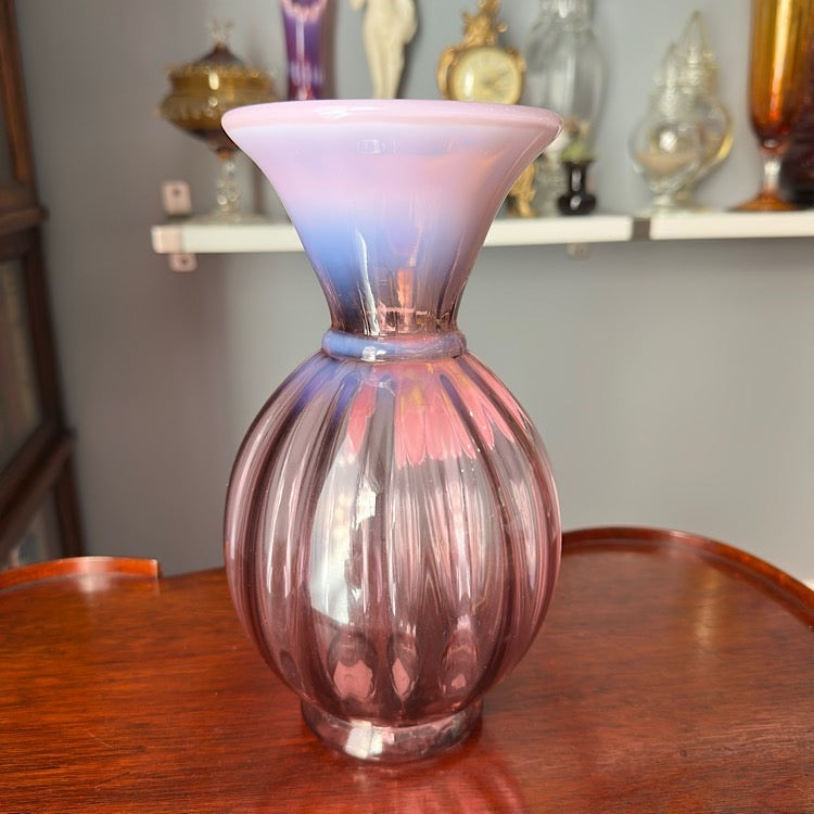 Fenton Handpainted Dusty Rose Opalescent Vase
