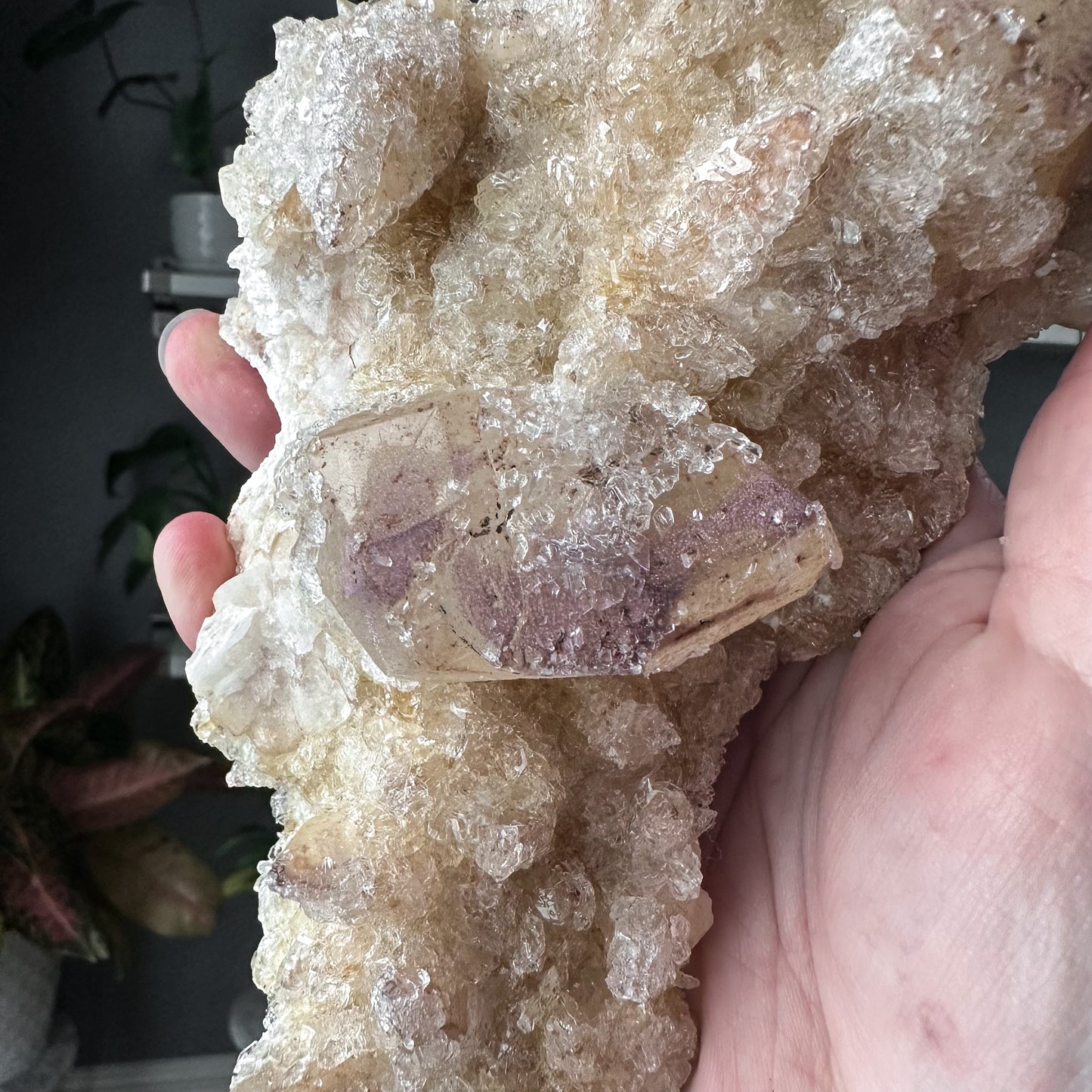 Purple Fluorite on Calcite Specimen | 002