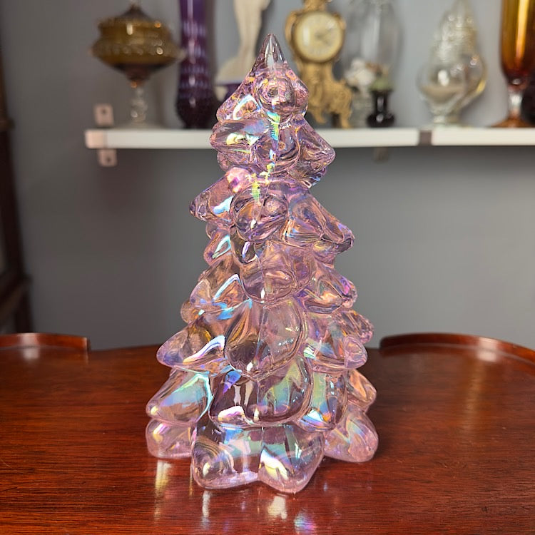 Mosser Large Rose Carnival Glass Tree