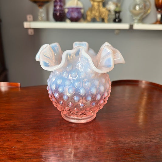 Fenton Pink Opalescent Hobnail Vase
