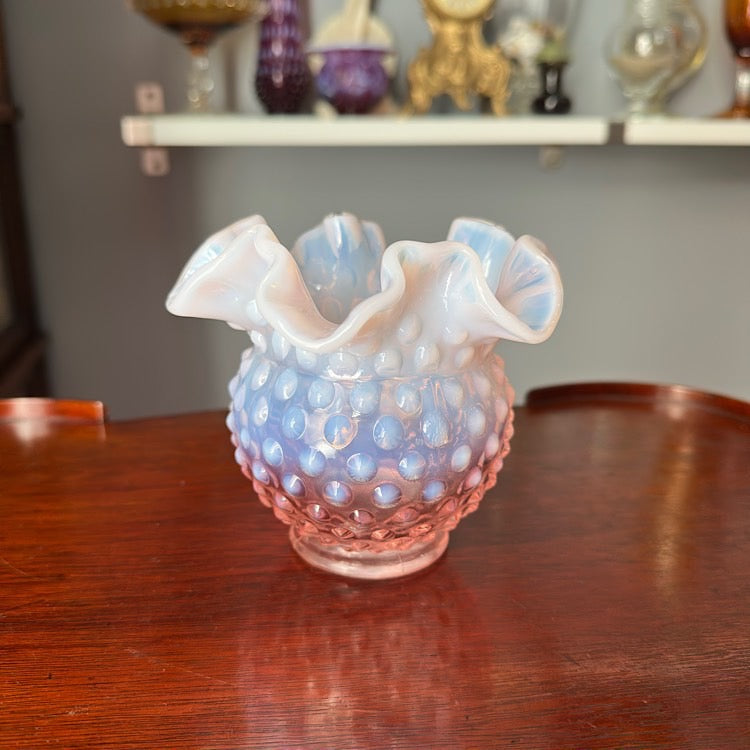 Fenton Pink Opalescent Hobnail Vase