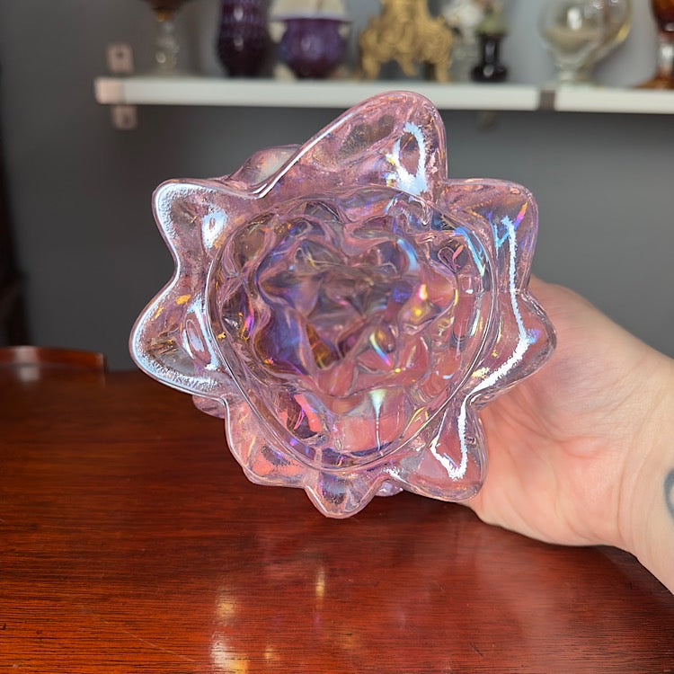 Mosser Large Rose Carnival Glass Tree