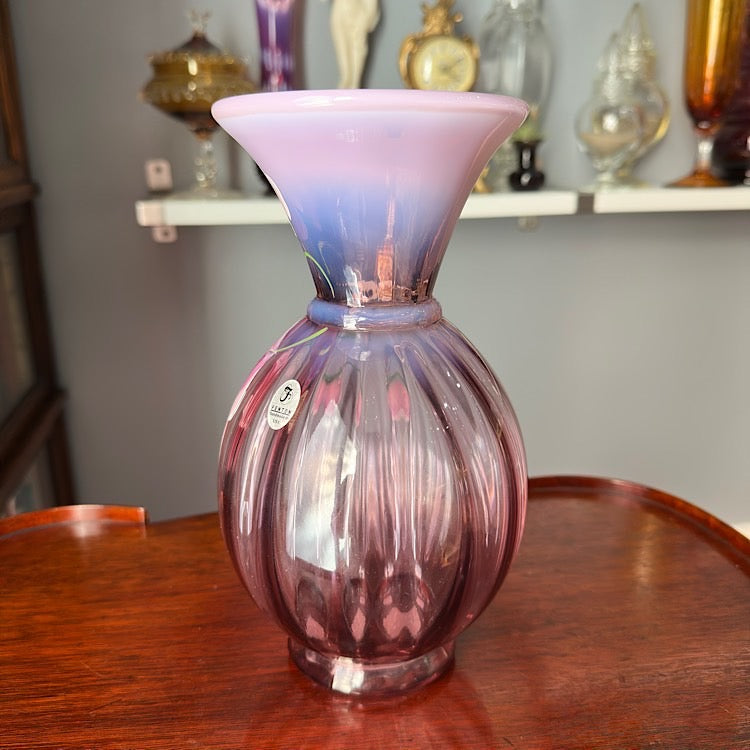 Fenton Handpainted Dusty Rose Opalescent Vase