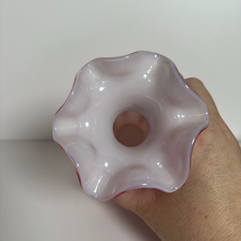 Fenton Charleton Collection 2003 Handpainted Pink Overlay Melon Vase