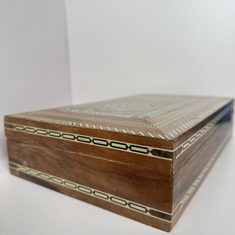 Stunning Wood Inlay Box with Mother of Pearl Inlay