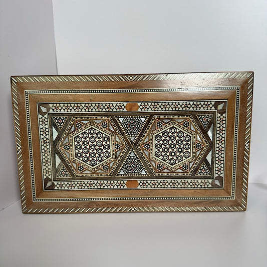 Stunning Wood Inlay Box with Mother of Pearl Inlay