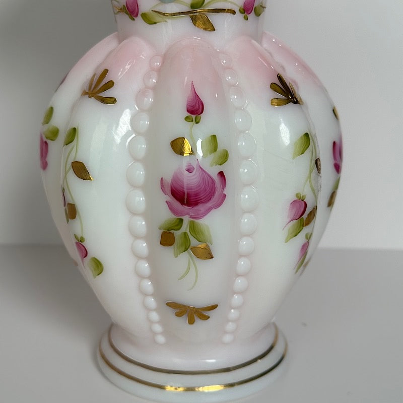 Fenton Rosalene Charleton Collection 2002 Beaded Melon Vase - Signed