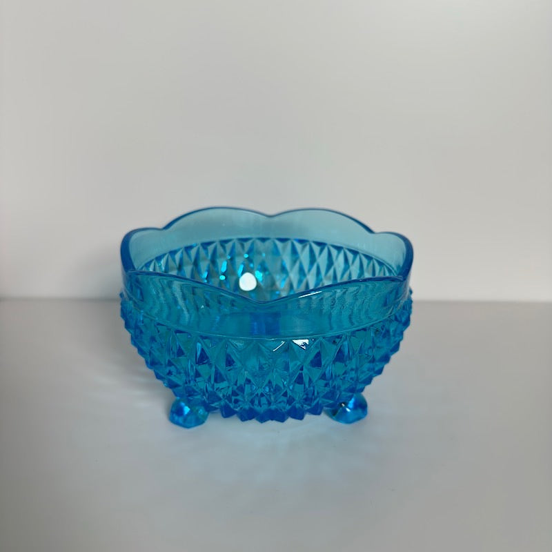 Indiana Glass Diamond Point 3 Footed Bowl