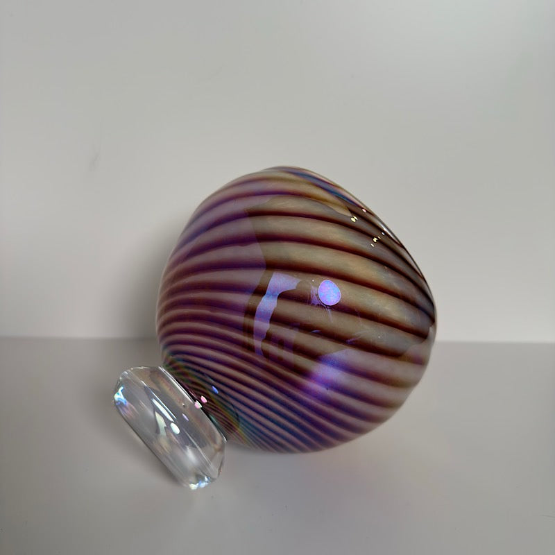 Signed Studio Art Glass Iridescent Rose Bowl