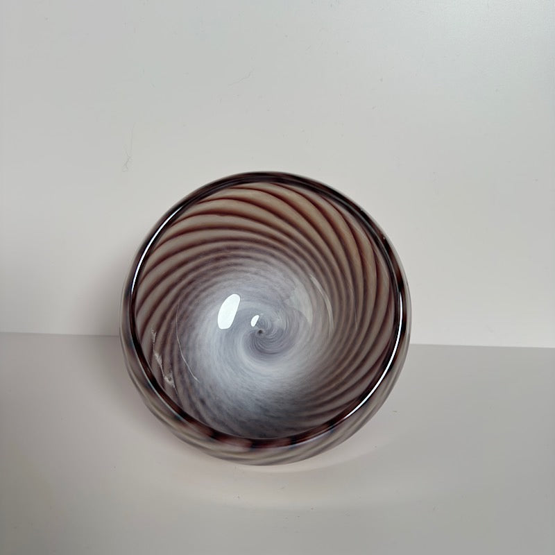 Signed Studio Art Glass Iridescent Rose Bowl