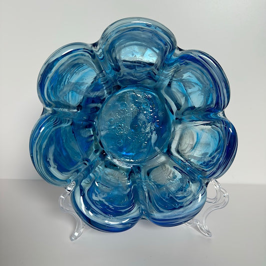Blue Slag Art Glass Bowl