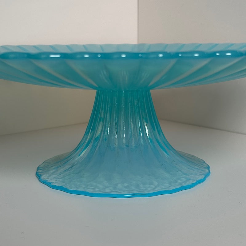 Murano Effetre Blue Opaline Cake Plate