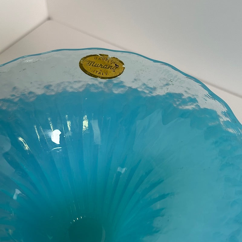 Murano Effetre Blue Opaline Cake Plate