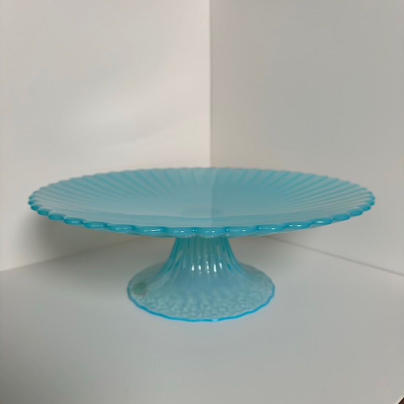 Murano Effetre Blue Opaline Cake Plate