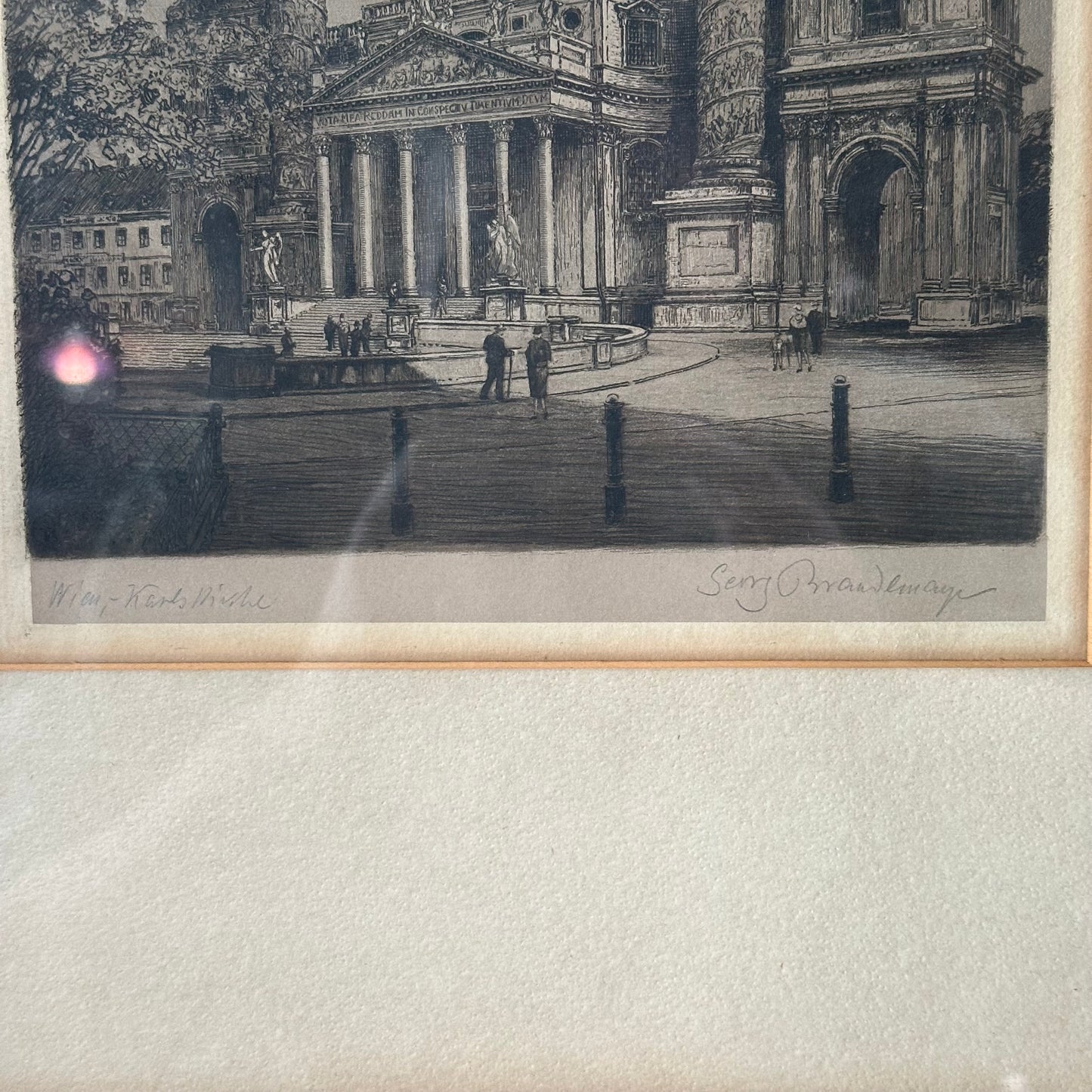 Vintage Signed Etching of Karlskirche Church