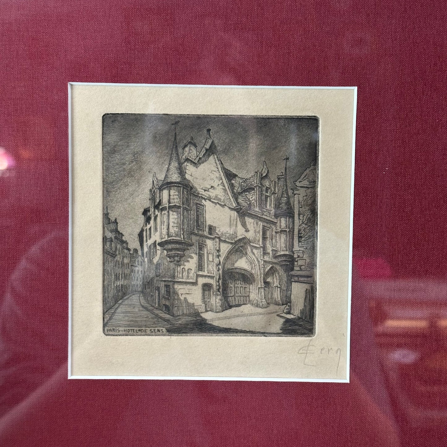 Paris - Hotel De Sens Signed Vintage Etching