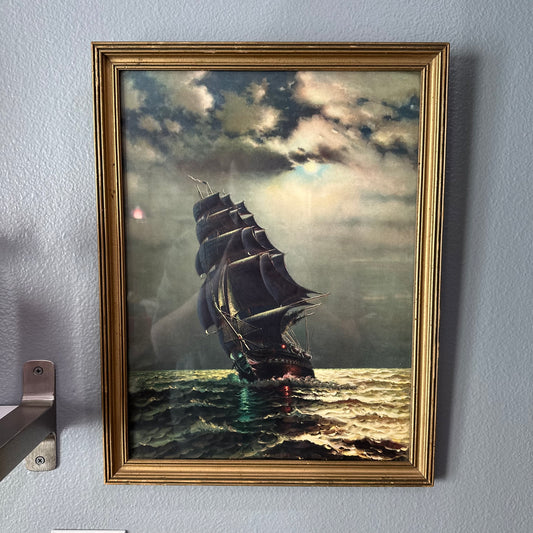 Old Ironsides Print in Gold-Toned Frame