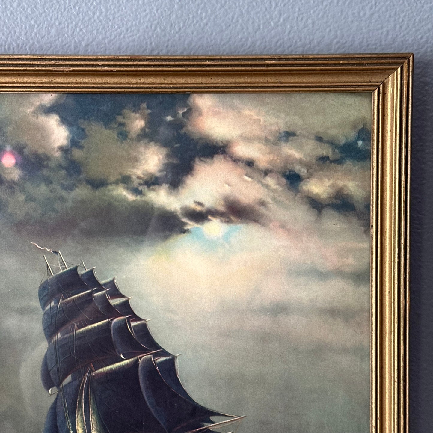 Vintage Old Ironsides Print in Gold-Toned Frame