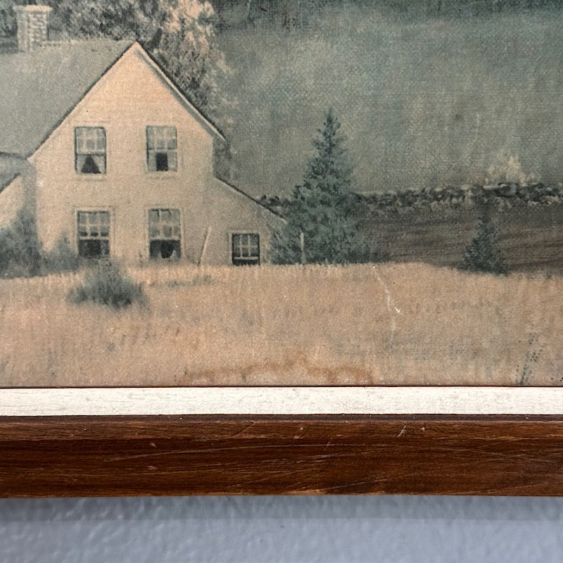 Vintage Moody Print in a Wood Frame