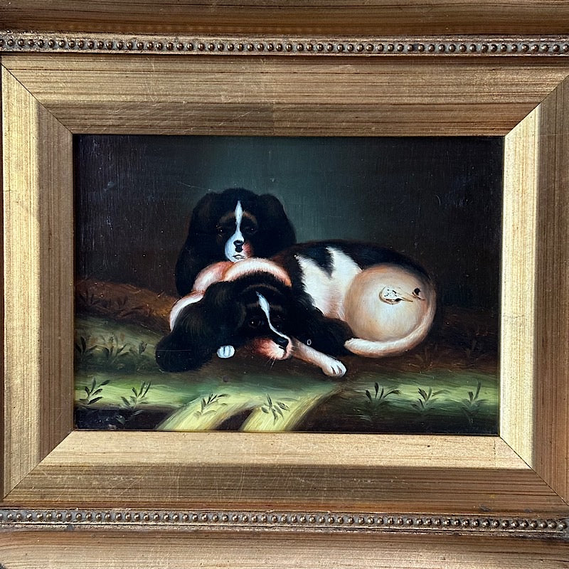 Vintage Handpainted King Charles Puppies by Robert Grace