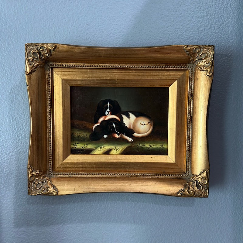 Vintage Handpainted King Charles Puppies by Robert Grace