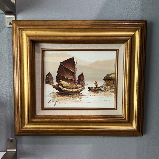 Sailboat Oil Painting - Signed