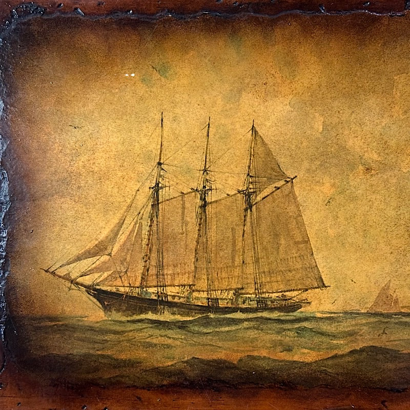 Moody Sailboat on Wood Board