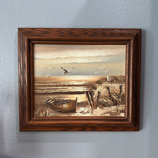 Handpainted Beach Scenery in a Wood Frame