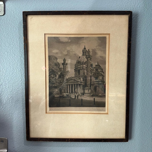 Signed Etching of Karlskirche Church