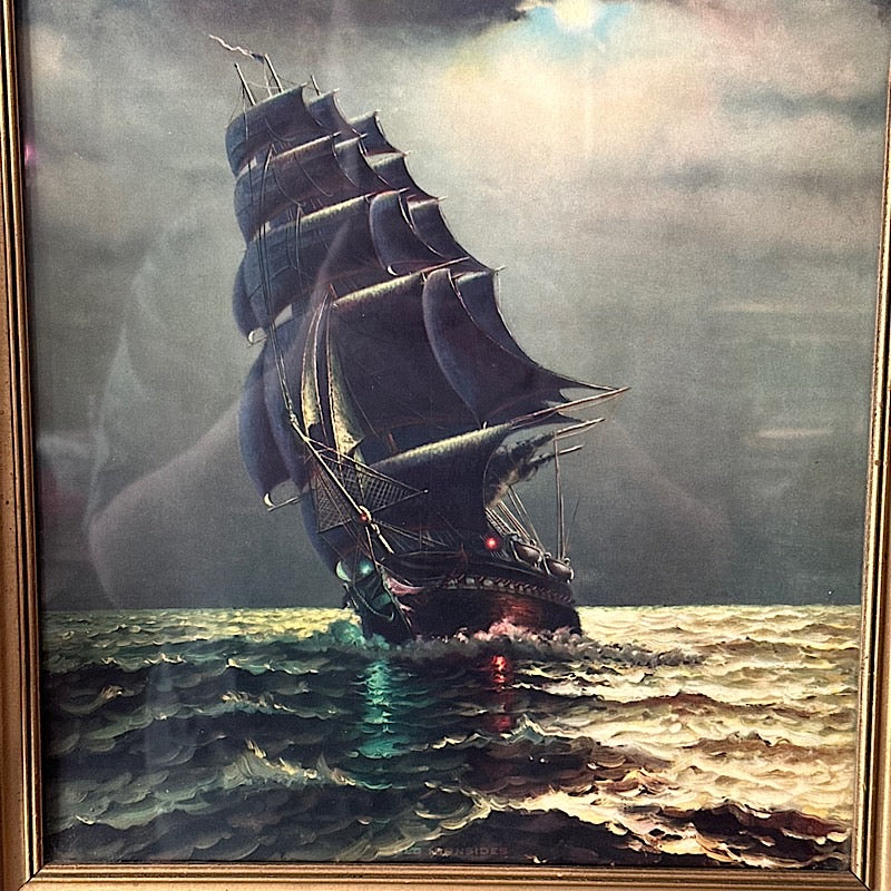 Vintage Old Ironsides Print in Gold-Toned Frame