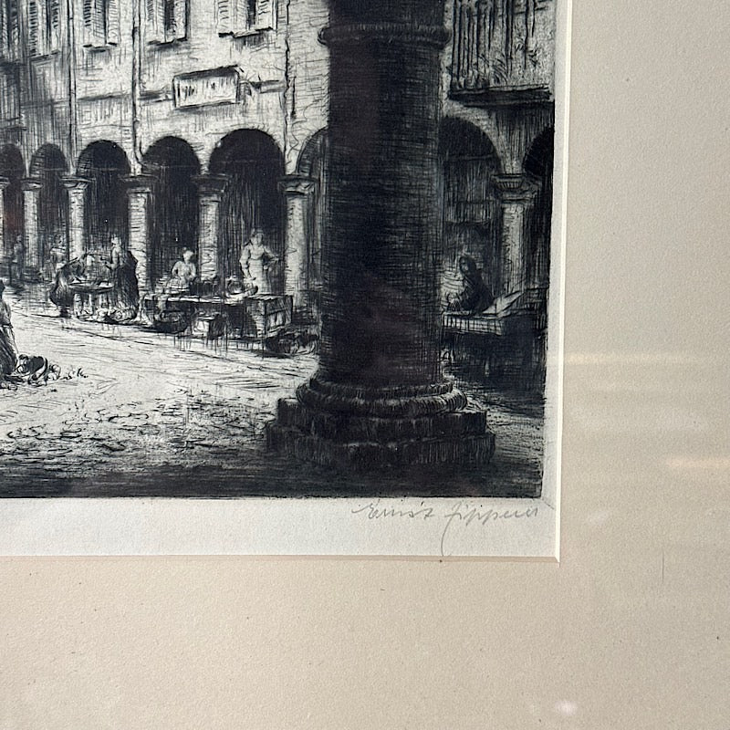 Vintage Lugano Via Pessina by Ernst Zipperer Signed Etching