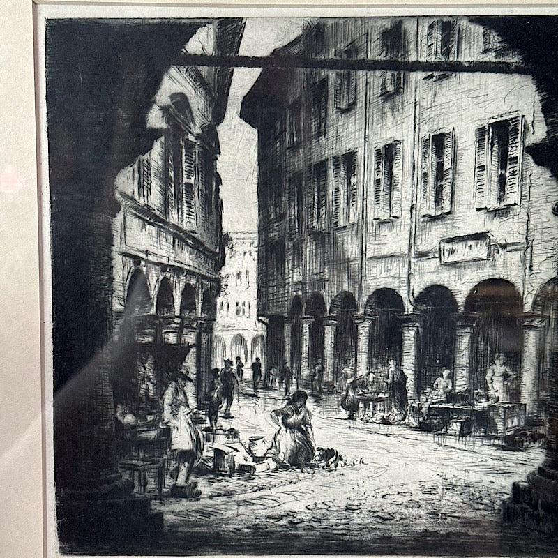 Vintage Lugano Via Pessina by Ernst Zipperer Signed Etching