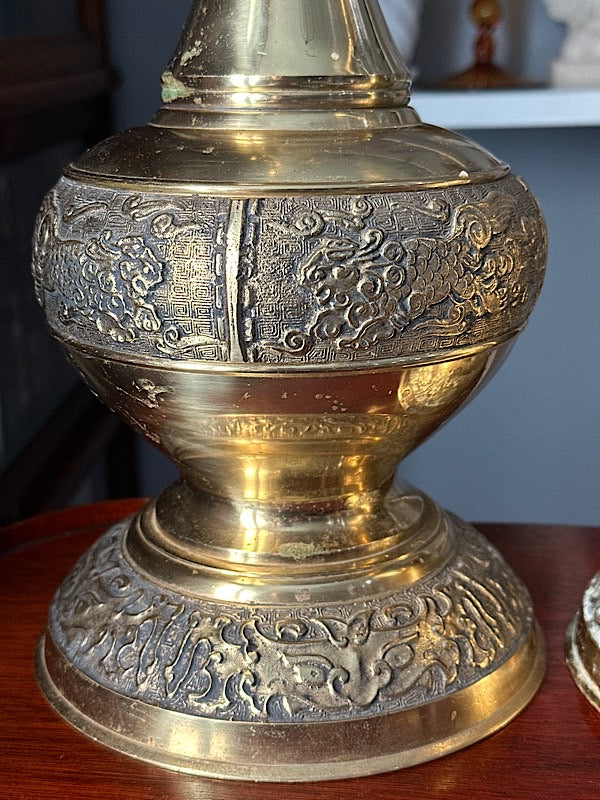 Stunning Pair of Brass Vases - Japan