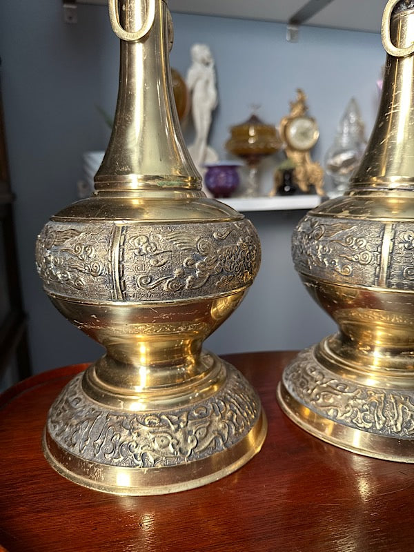 Stunning Pair of Brass Vases - Japan