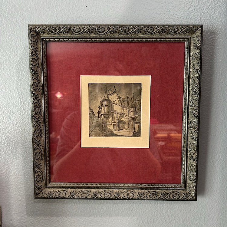 Paris - Hotel De Sens Signed Vintage Etching