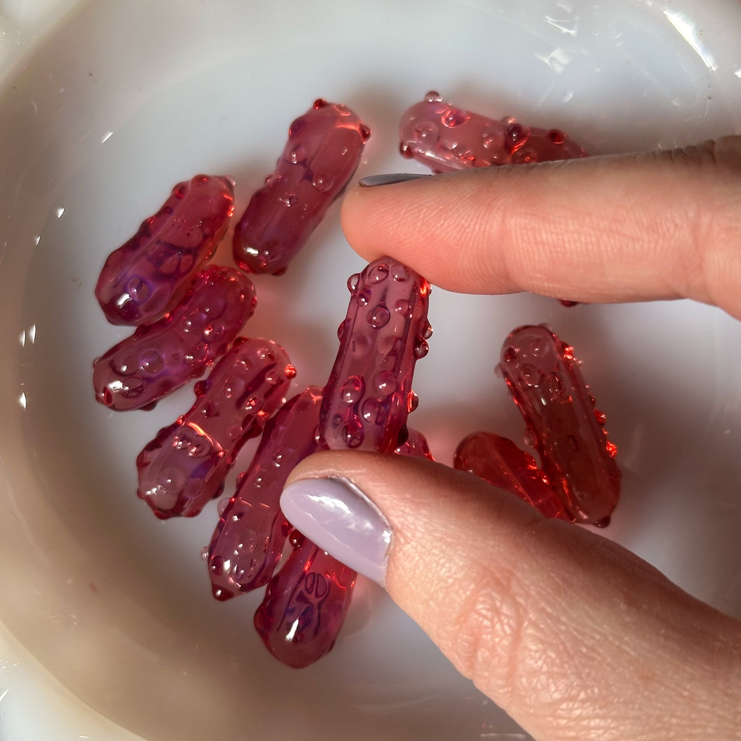 Hot Pink Mini Glass Pickle