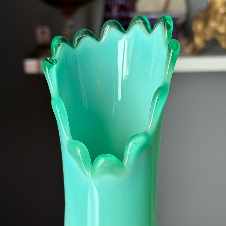 Fenton Uranium Emerald Green Hobnail Vase