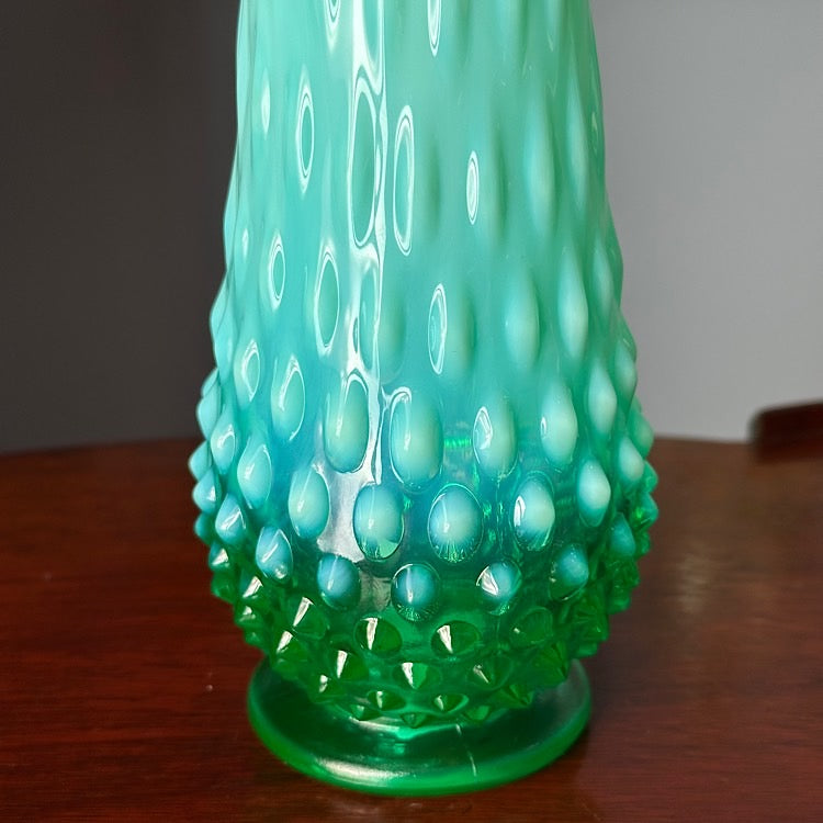 Fenton Uranium Emerald Green Hobnail Vase