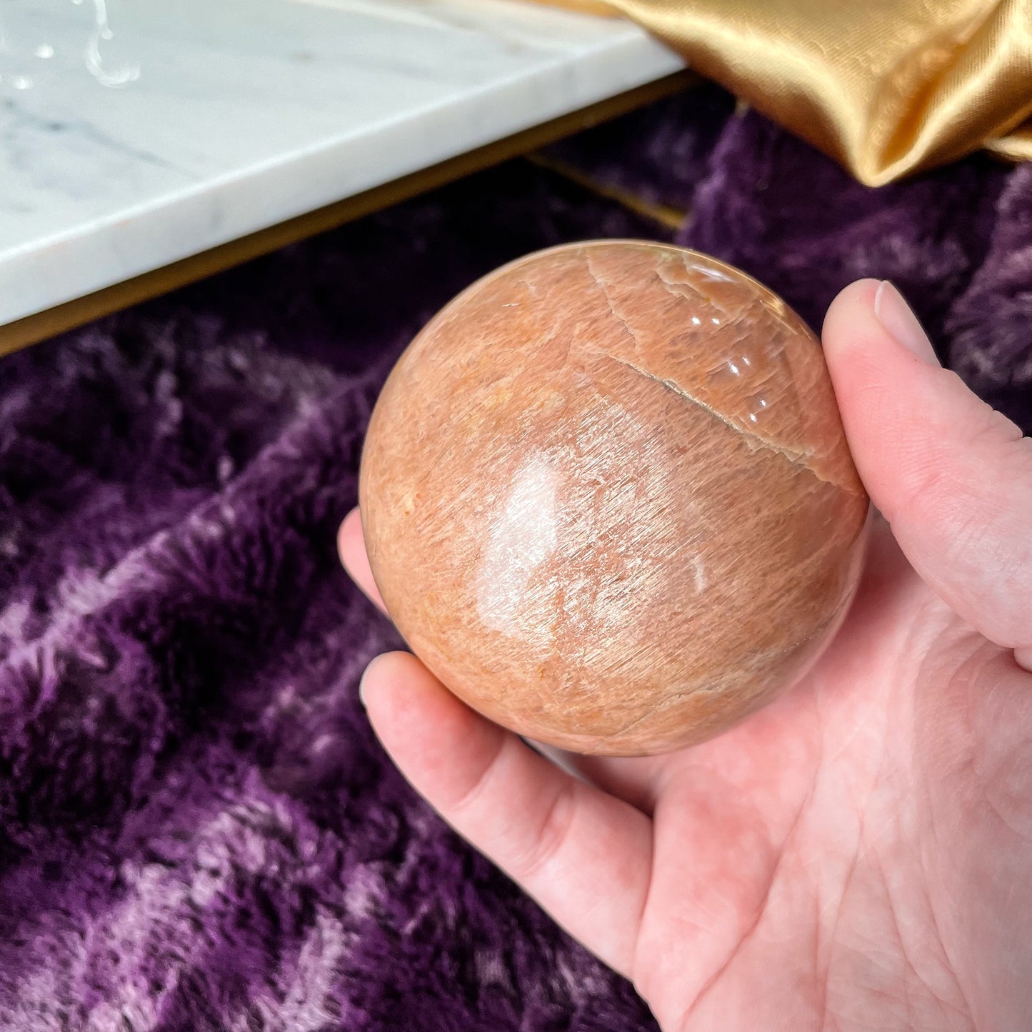 Flashy Peach Moonstone Sphere