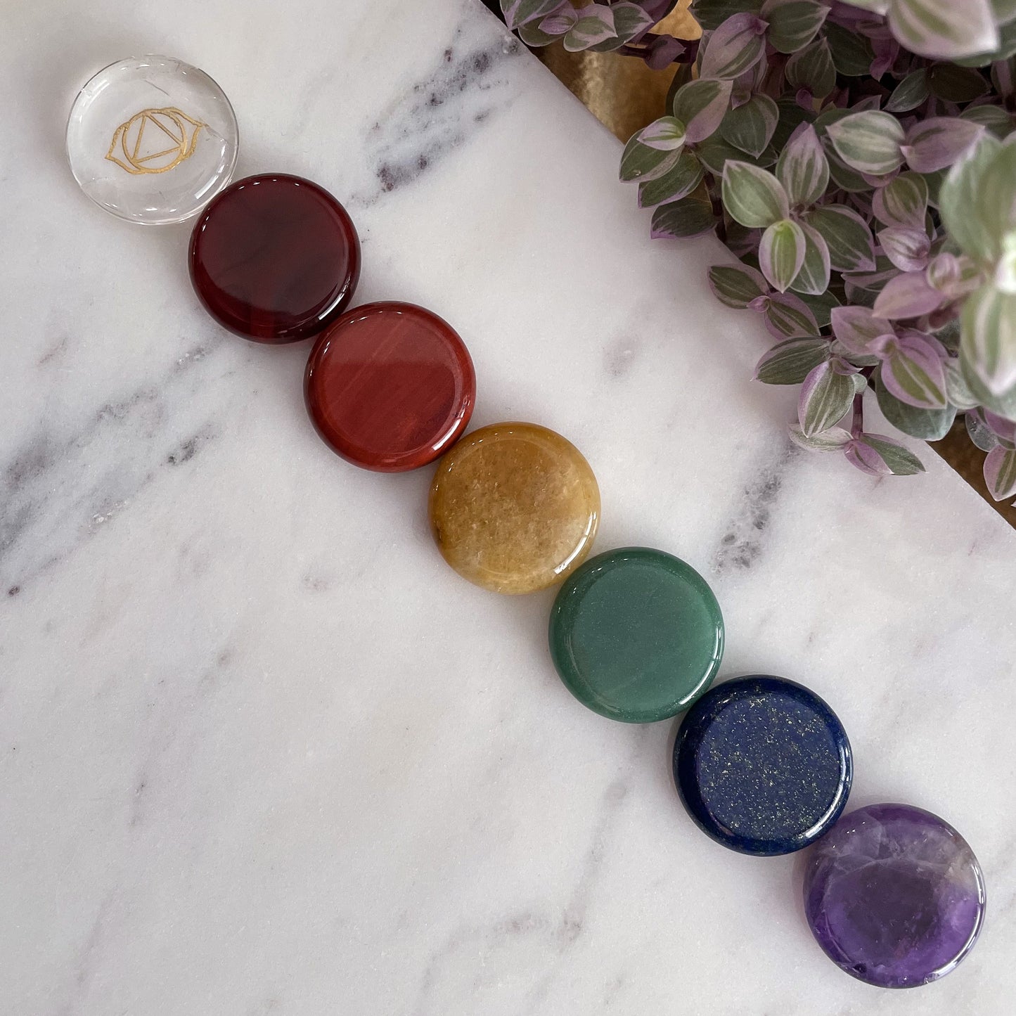 Engraved Rainbow Chakra Pocket Stone Set