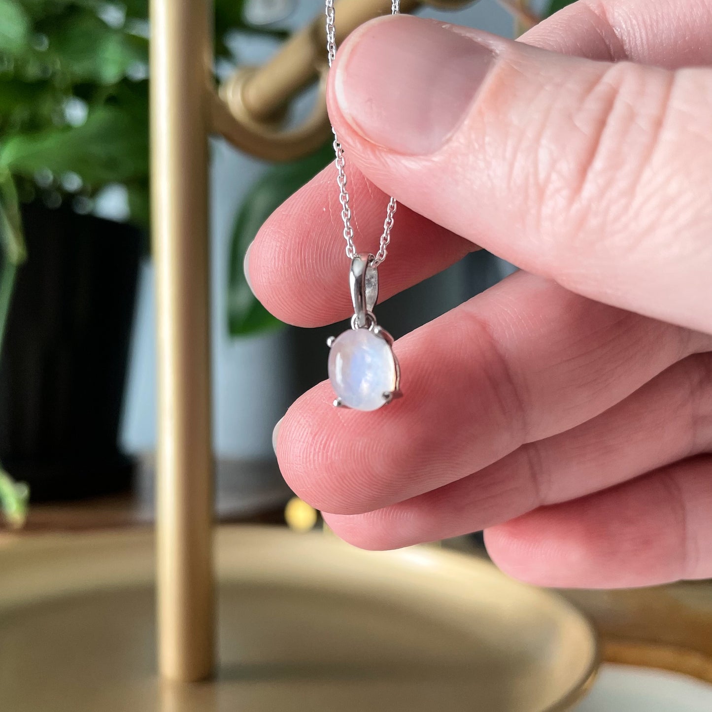 Rainbow Moonstone Pendant Necklace