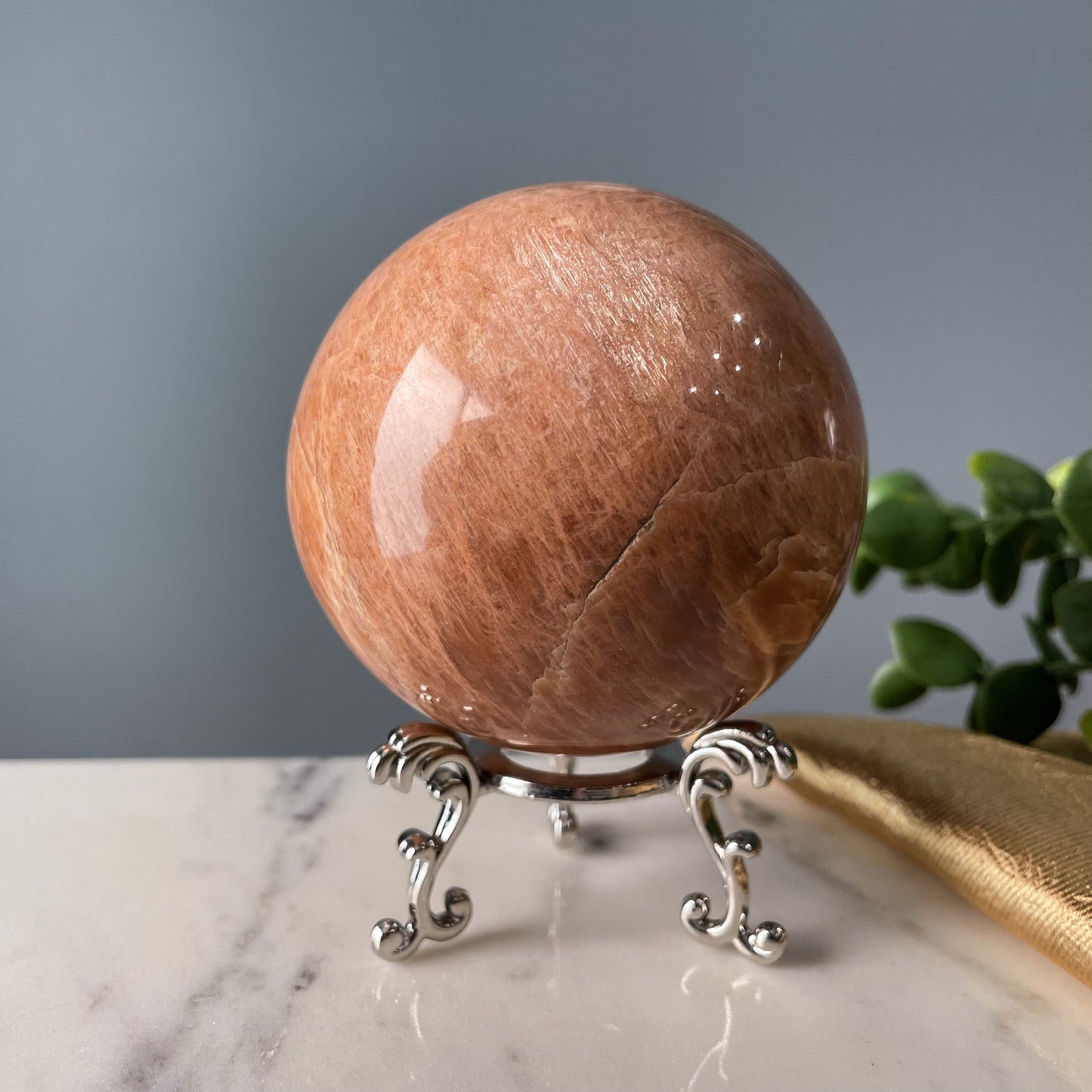 Flashy Peach Moonstone Sphere